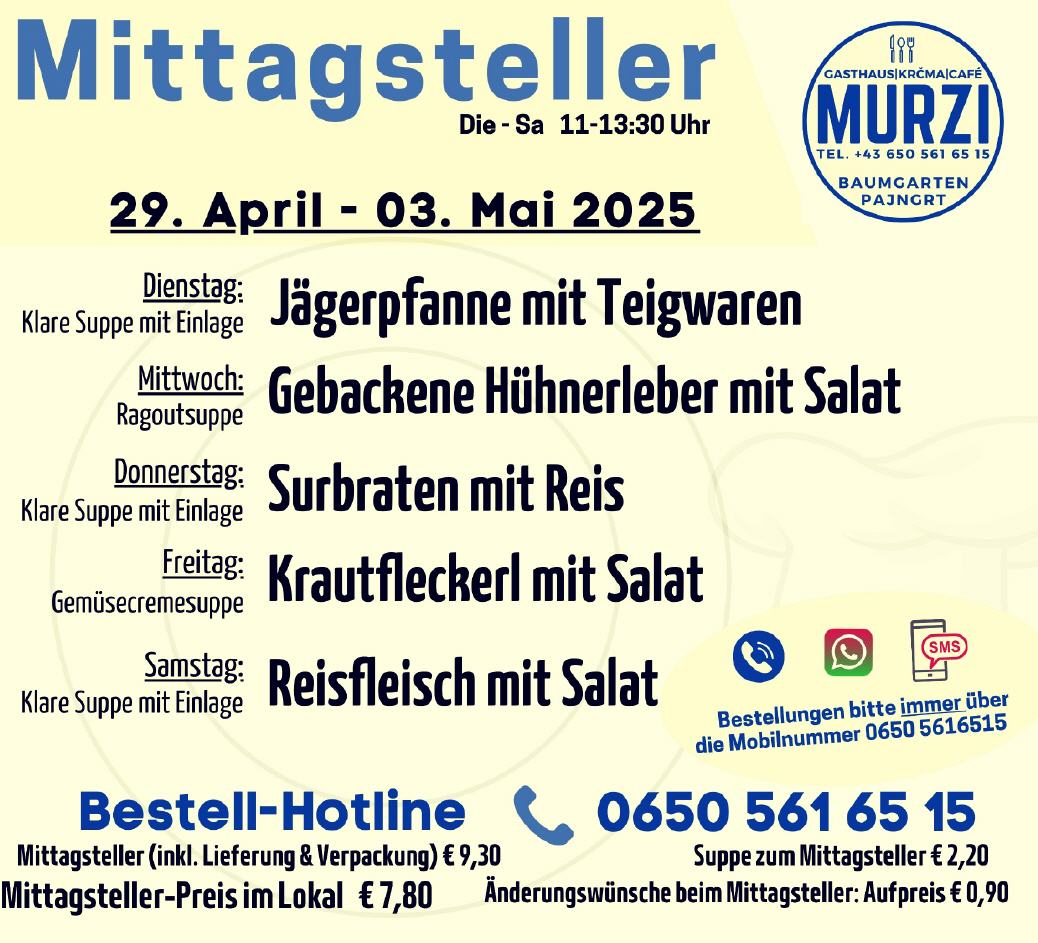 Mittagsteller by Murzi ab 29.4.25
