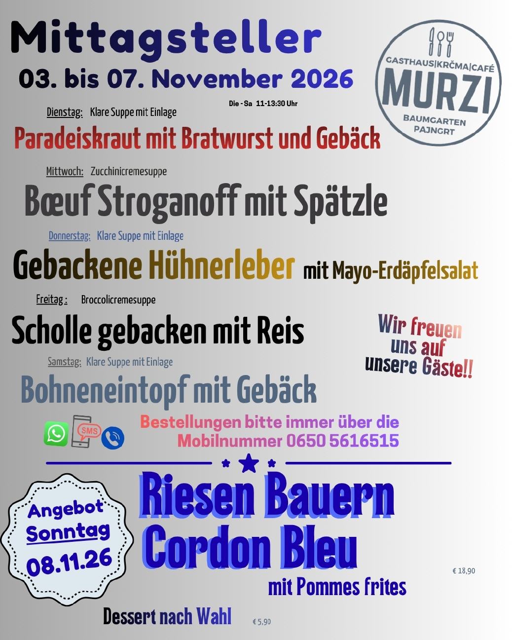 Mitttagsteller ab 03.11.2026 ...