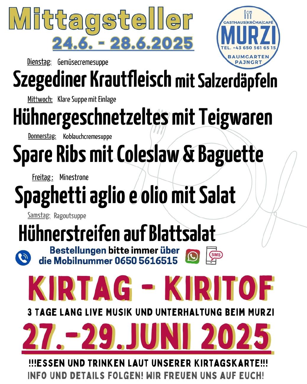 Mittagsteller in der Kirtagswoche