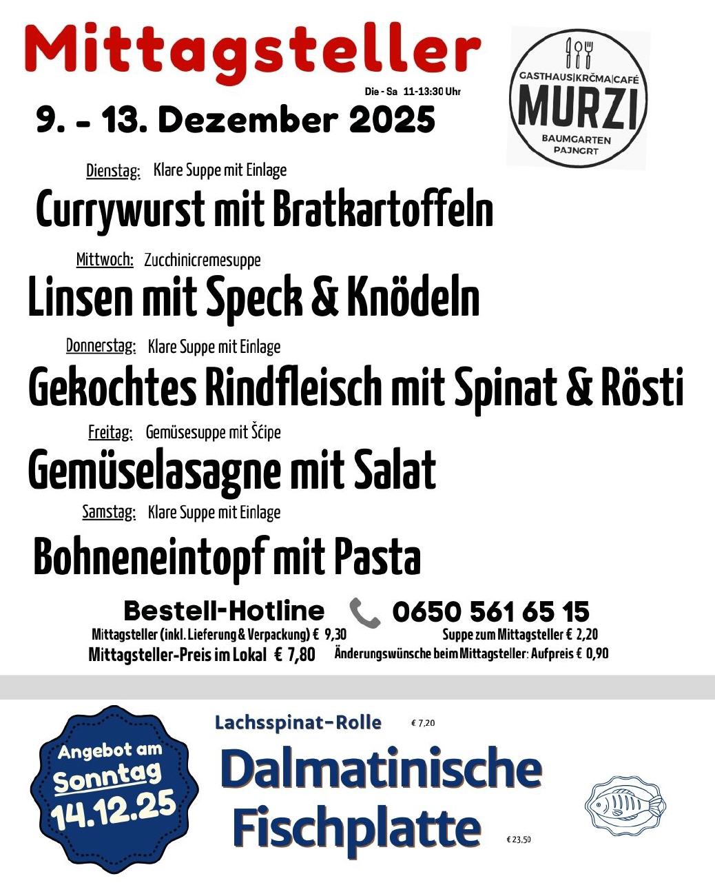 Mittagsteller 9-13.12.2025